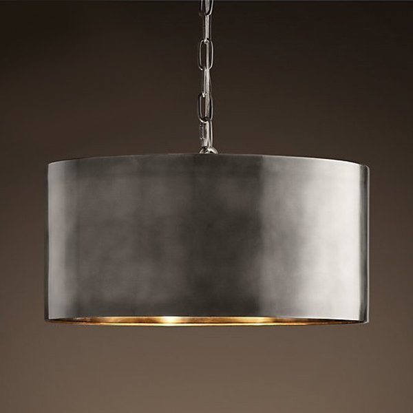 Подвесной светильник RH Antiqued Metal Drum Pendant lamp Серебряный Бронза Подвесной светильник RH Antiqued Metal Drum Pendant lamp Серебряный Бронза в Орле | Loft Concept