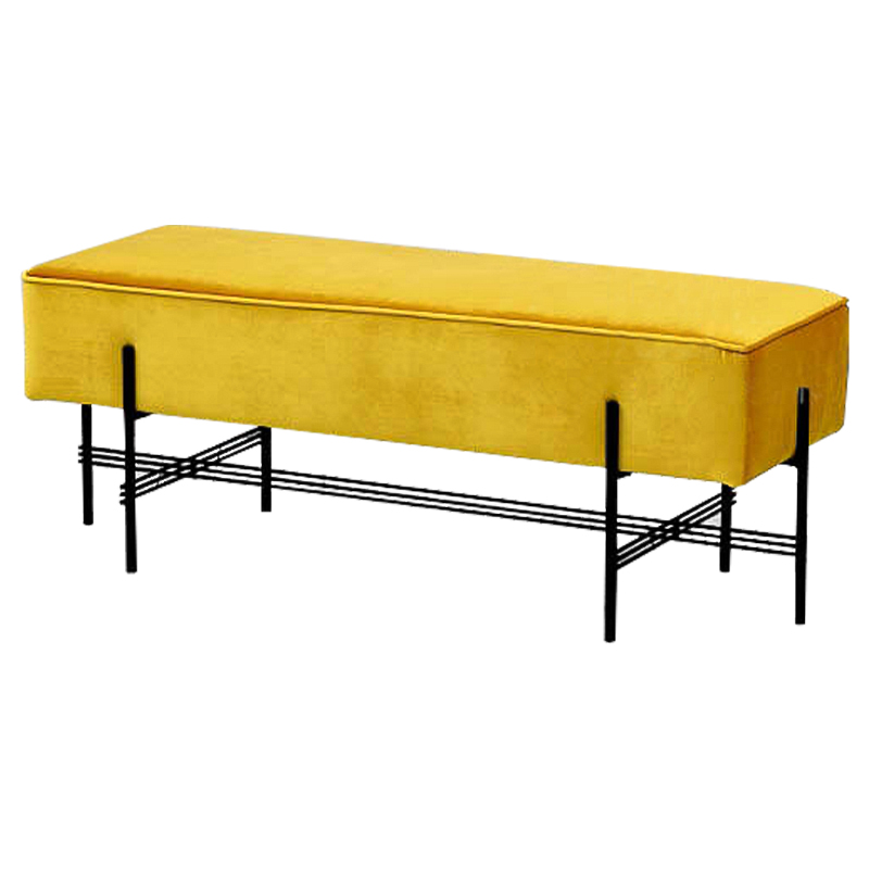 Банкетка желтая велюровая Sanjay Velour Banquet Yellow Желтый Черный Банкетка желтая велюровая Sanjay Velour Banquet Yellow Желтый Черный в Орле | Loft Concept