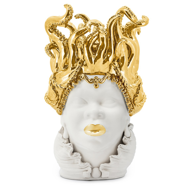 Ваза VASE MORO LADY TENTACLES Белый Глянцевое золото Ваза VASE MORO LADY TENTACLES Белый Глянцевое золото в Орле | Loft Concept