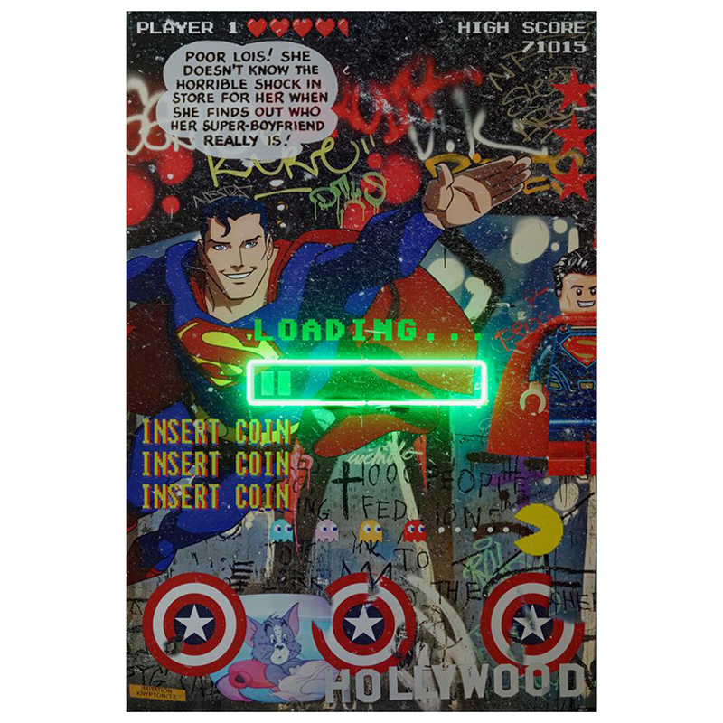 Дизайнерский Неоновый Постер Супермен Superman Loading Мульти Дизайнерский Неоновый Постер Супермен Superman Loading Мульти в Орле | Loft Concept
