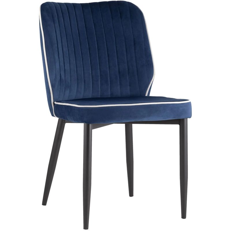 Стул Lawrence Chair Синий Велюр Белый кант Синий Белый Черный Стул Lawrence Chair Синий Велюр Белый кант Синий Белый Черный в Орле | Loft Concept