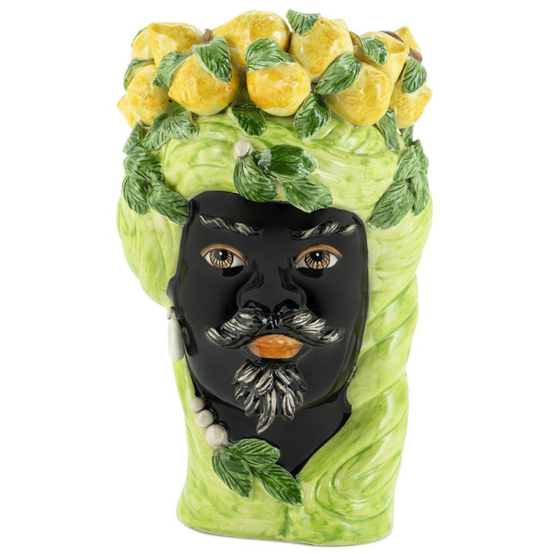 Ваза Vase Lemon Head Man Lime Салатовый Желтый Черный в Орле | Loft Concept 