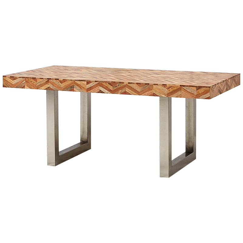 Обеденный стол Chevron Dining Table Древесина Коричневый Хром Обеденный стол Chevron Dining Table Древесина Коричневый Хром в Орле | Loft Concept