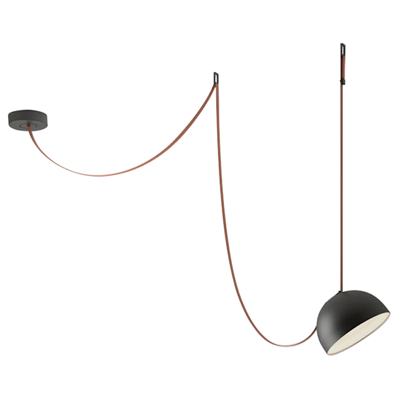 Vibia PLUSMINUS Подвесной светодиодный светильник c черным абажуром на красном текстильном тросе Коричневый Черный в Орле | Loft Concept 