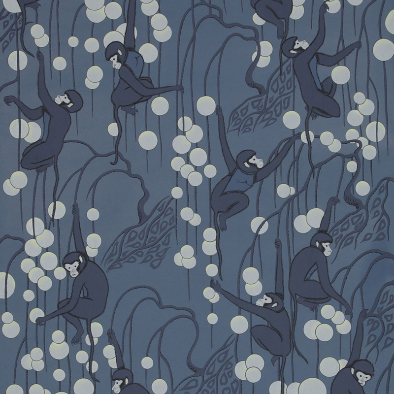 Обои ручная роспись Deco Monkeys Parisian Blue on dyed paper Обои ручная роспись Deco Monkeys Parisian Blue on dyed paper в Орле | Loft Concept