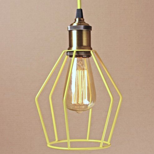 Подвесной светильник Wire Cage Pendant Trew Yellow Желтый Подвесной светильник Wire Cage Pendant Trew Yellow Желтый в Орле | Loft Concept
