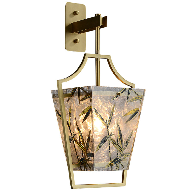 Бра витраж Бамбук Glass bamboo Wall Lamp Латунь Зеленый Бра витраж Бамбук Glass bamboo Wall Lamp Латунь Зеленый в Орле | Loft Concept