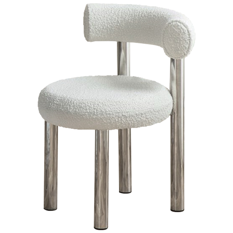 Стул Ellias White Boucle Chair Белый Хром в Орле | Loft Concept 