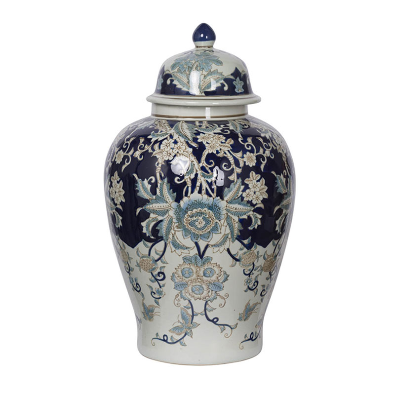 Ваза с крышкой Blue & White Ornament Vase 59 Белый Синий Ваза с крышкой Blue & White Ornament Vase 59 Белый Синий в Орле | Loft Concept