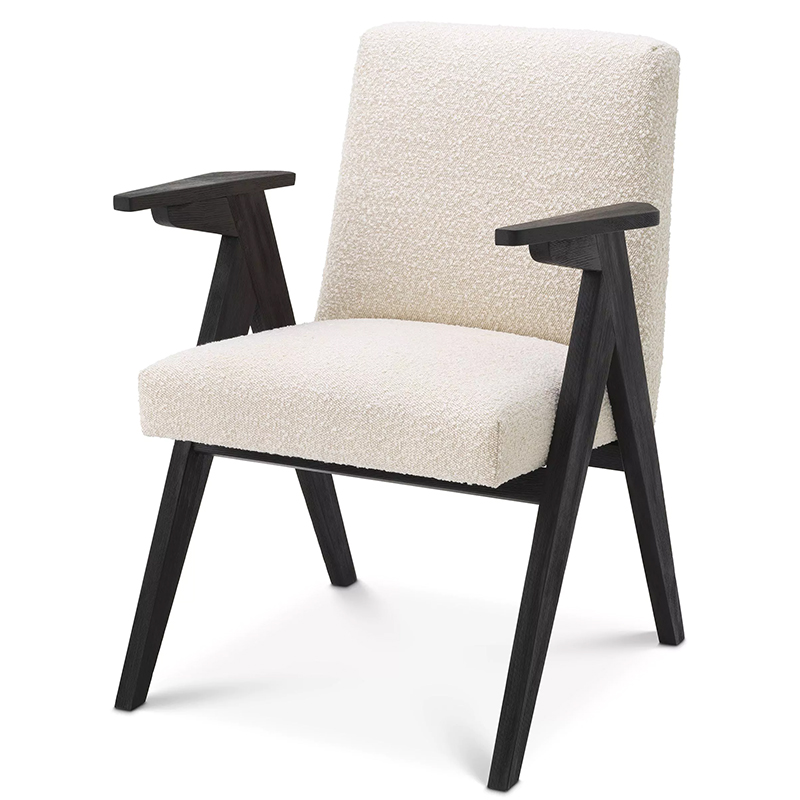Стул Eichholtz Dining Chair Bobo Boucle Кремовый Черный Стул Eichholtz Dining Chair Bobo Boucle Кремовый Черный в Орле | Loft Concept