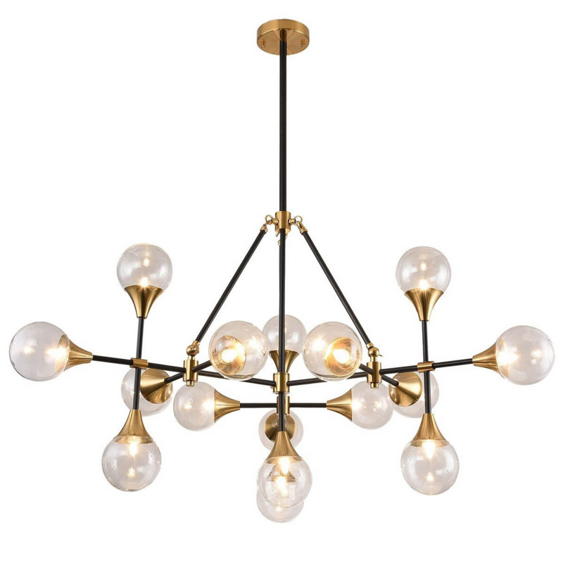 Люстра Baton Chandelier 16 Черный Прозрачное Стекло Латунь в Орле | Loft Concept 