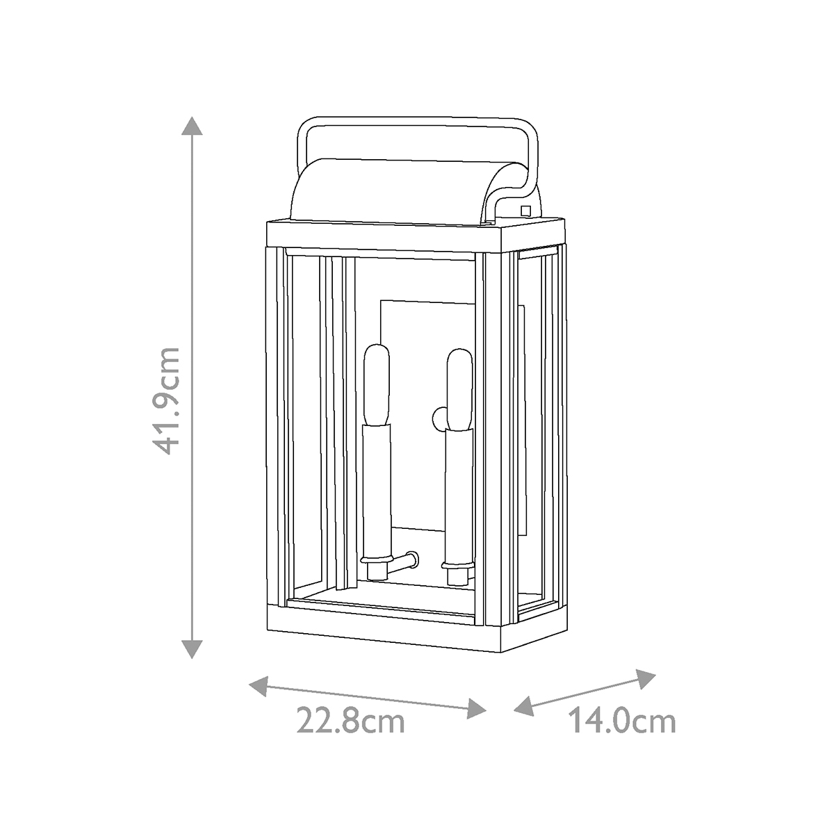 Настенный фонарь прямоугольной формы цвета состаренная латунь с двумя лампами Hinkley в Орле