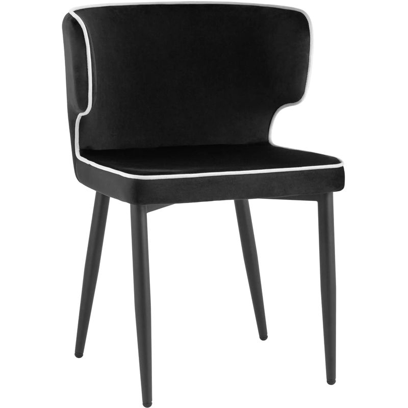 Стул Mateo Chair Черный Велюр с Белым кантом Черный Белый Стул Mateo Chair Черный Велюр с Белым кантом Черный Белый в Орле | Loft Concept