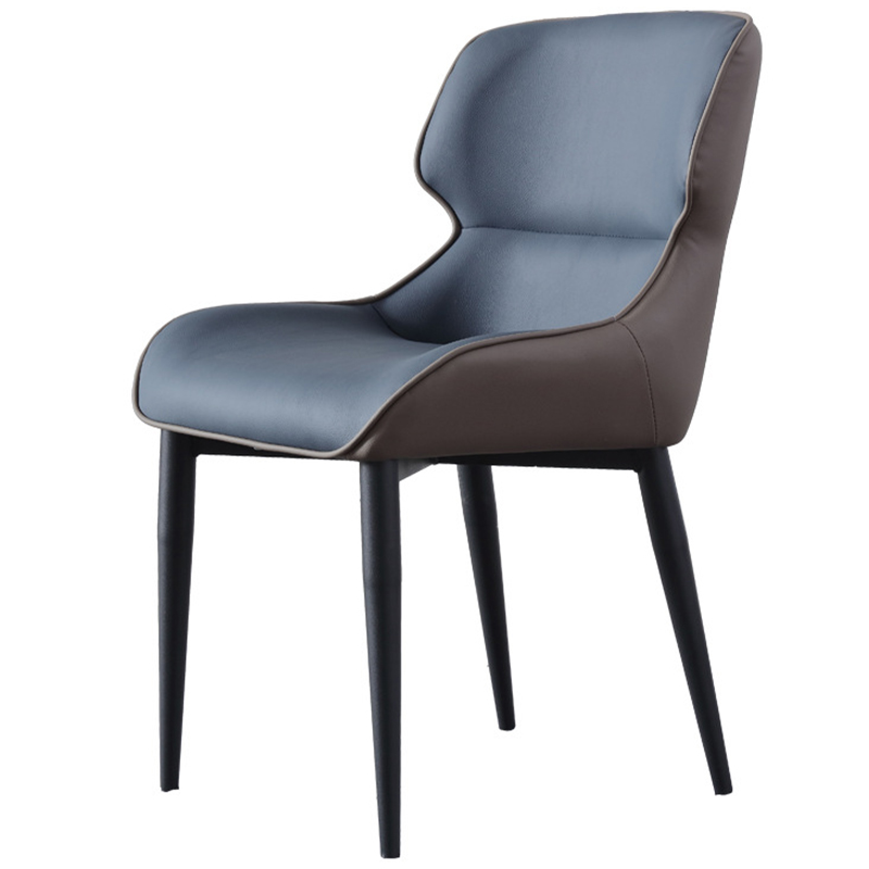 Стул с кожаной двухцветной обивкой Obrien Chair Blue and Grey Синий Серый Черный Стул с кожаной двухцветной обивкой Obrien Chair Blue and Grey Синий Серый Черный в Орле | Loft Concept