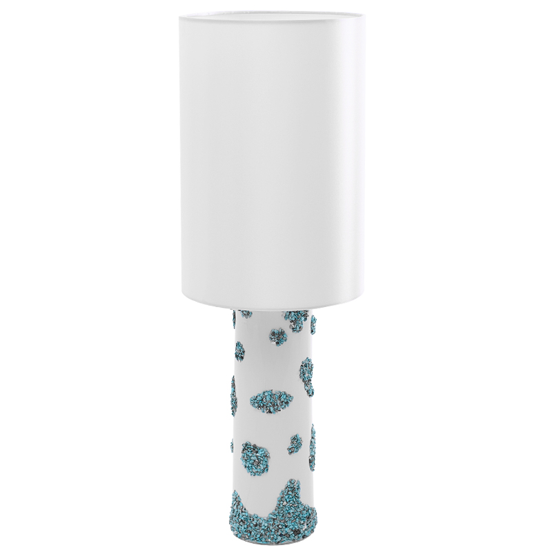 Настольная лампа Jessamond Table Lamp с абажуром Белый Бирюзовый Настольная лампа Jessamond Table Lamp с абажуром Белый Бирюзовый в Орле | Loft Concept