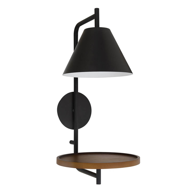 Бра с полкой Darko Wall Lamp Черный Древесина Бра с полкой Darko Wall Lamp Черный Древесина в Орле | Loft Concept