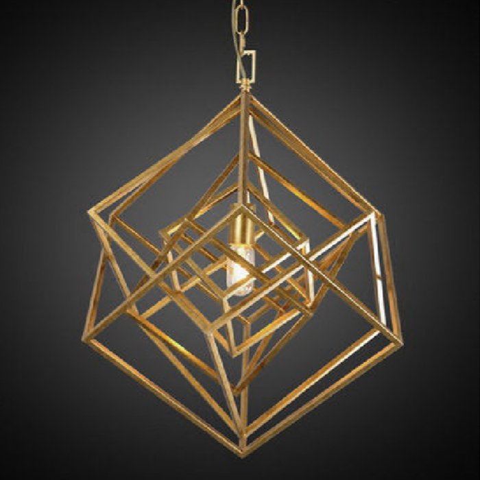 Подвесной светильник CUBIST Chandelier Gold 1 bulbs Золотой Подвесной светильник CUBIST Chandelier Gold 1 bulbs Золотой в Орле | Loft Concept