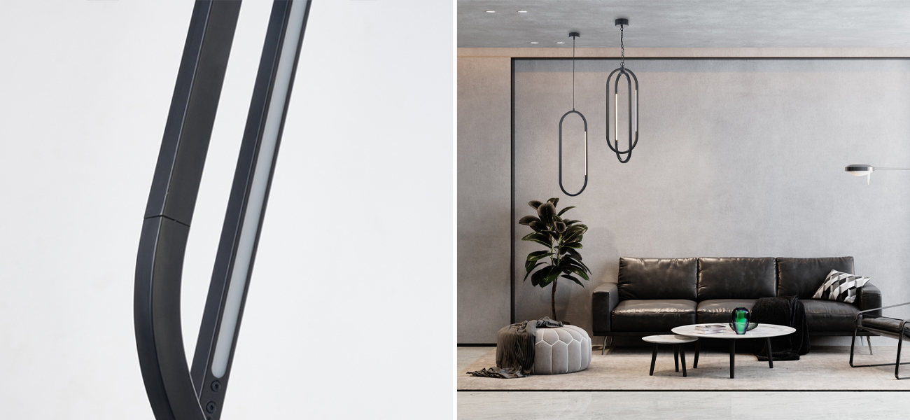 Двойной овальный подвесной светильник Roll and Hill Black - фото №1