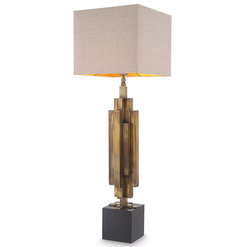 Настольная лампа Eichholtz Table Lamp Ellis Brass Черный Винтажная латунь Бежево-серый Настольная лампа Eichholtz Table Lamp Ellis Brass Черный Винтажная латунь Бежево-серый в Орле | Loft Concept