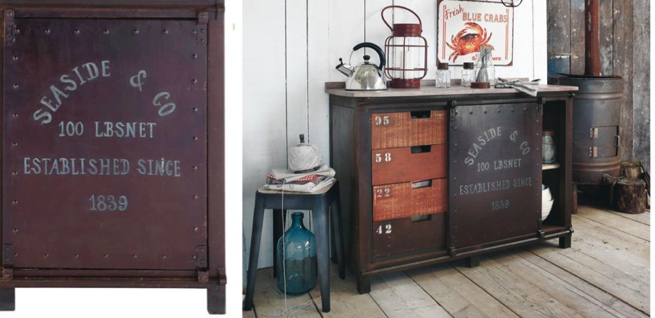Буфет металлический с деревянными ящиками Industrial Rust Iron Buffet Буфет металлический с деревянными ящиками Industrial Rust Iron Buffet - Loft-Concept в Орле