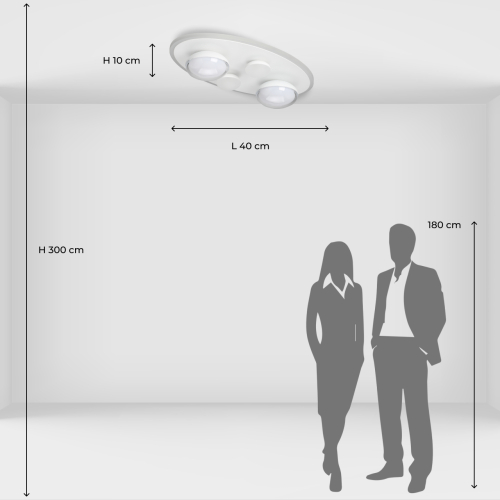 Потолочный светильник овальной формы белого цвета с 4-мя лампами Lunar Pebbles в Орле