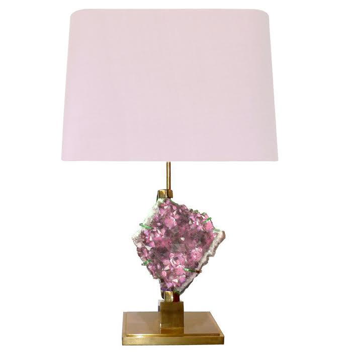 Настольная лампа Bronze and Pink Amethyst Lamp Глянцевое золото Розовый пастельный Настольная лампа Bronze and Pink Amethyst Lamp Глянцевое золото Розовый пастельный в Орле | Loft Concept