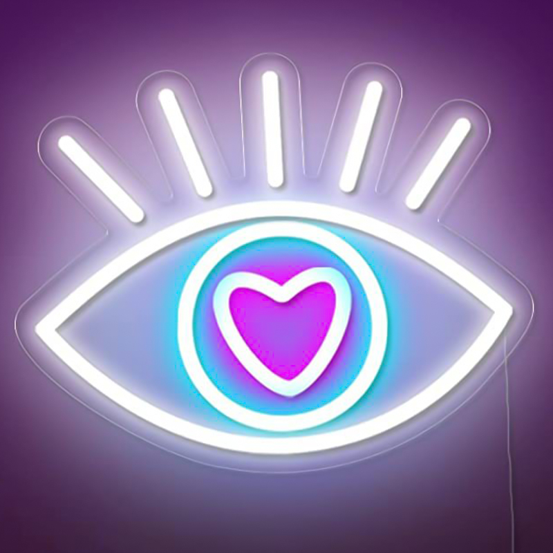 Неоновая настенная лампа Lucky Eye Neon Wall Lamp Белый Бирюзовый Розовый Прозрачный Неоновая настенная лампа Lucky Eye Neon Wall Lamp Белый Бирюзовый Розовый Прозрачный в Орле | Loft Concept