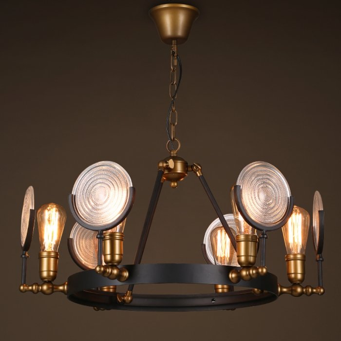 Люстра GASLIGHT LENS Chandelier 6 Черный в Орле | Loft Concept 