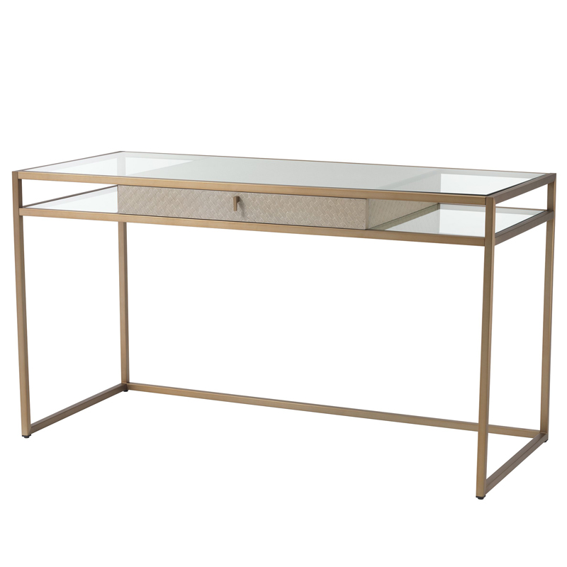 Рабочий стол Eichholtz Desk Napa Valley oak Матовая латунь Бежевый Прозрачный Рабочий стол Eichholtz Desk Napa Valley oak Матовая латунь Бежевый Прозрачный в Орле | Loft Concept