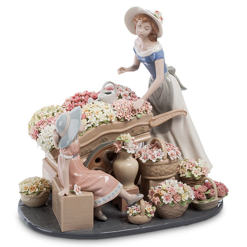 Статуэтка фарфоровая Девушка и маленькая девочка с цветами Charming Statuette Белый Розовый Серо-голубой Зеленый Бежевый Серый Статуэтка фарфоровая Девушка и маленькая девочка с цветами Charming Statuette Белый Розовый Серо-голубой Зеленый Бежевый Серый в Орле | Loft Concept