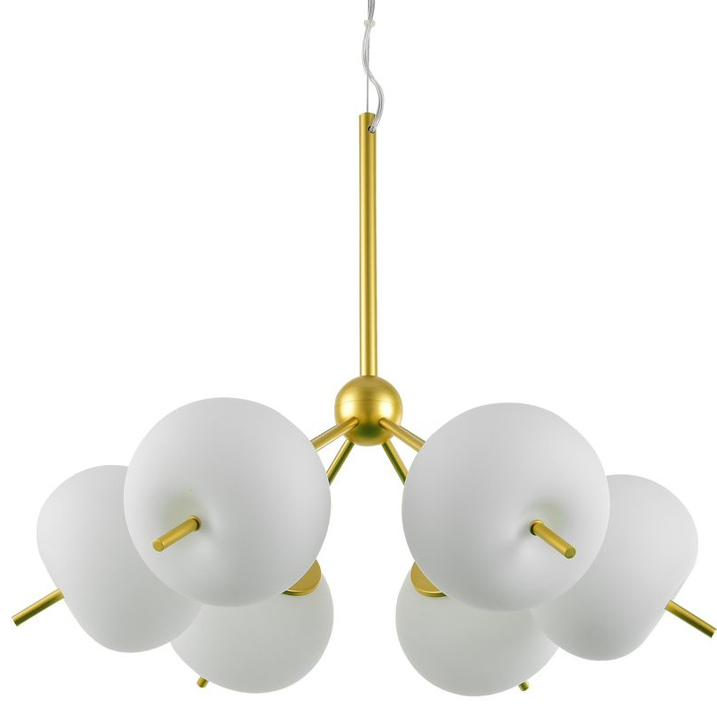 Люстра White ball brass Louise 6 Белое матовое стекло Латунь Люстра White ball brass Louise 6 Белое матовое стекло Латунь в Орле | Loft Concept