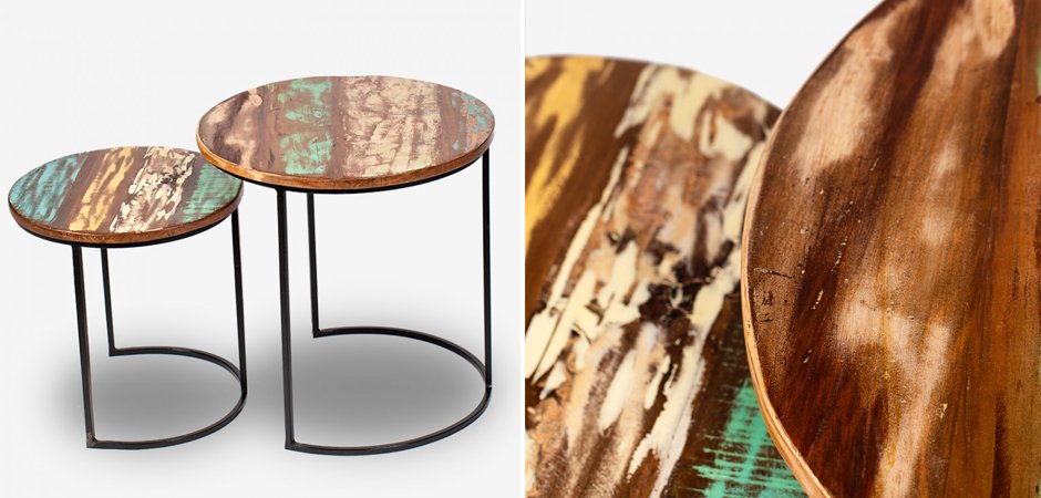 Набор приставных столиков Antique Wood Side Table Набор приставных столиков Antique Wood Side Table - Loft-Concept в Орле