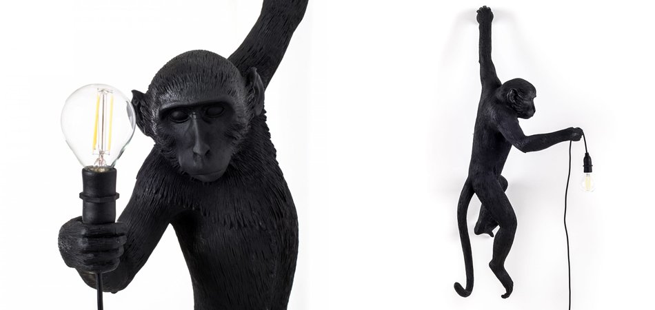 БРА SELETTI MONKEY LAMP HANGING VERSION Black БРА SELETTI MONKEY LAMP HANGING VERSION Black - Loft-Concept в Орле