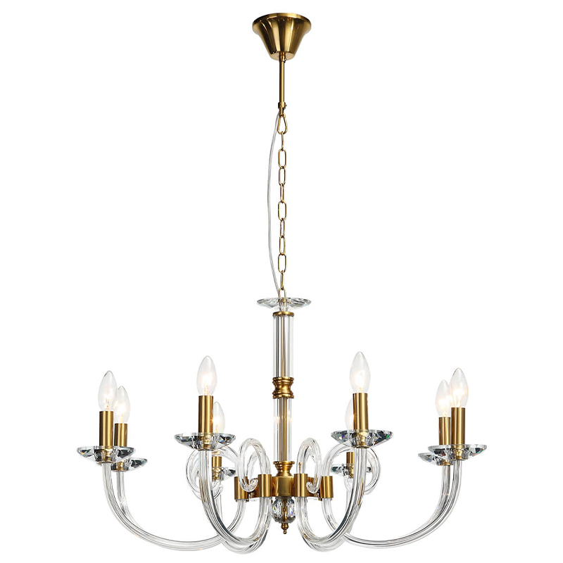 Люстра Twisted Glass Candles Chandelier Золотой Прозрачное Стекло в Орле | Loft Concept 
