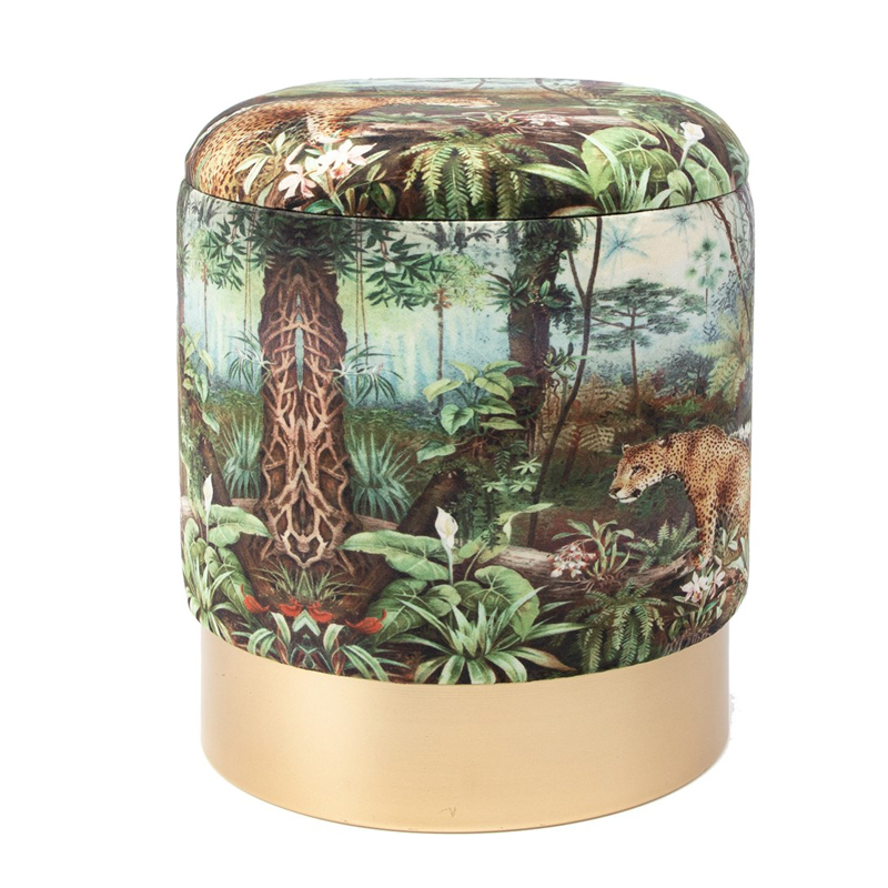 Пуф PUF Jungle Print lynx small Мульти Золотой Пуф PUF Jungle Print lynx small Мульти Золотой в Орле | Loft Concept