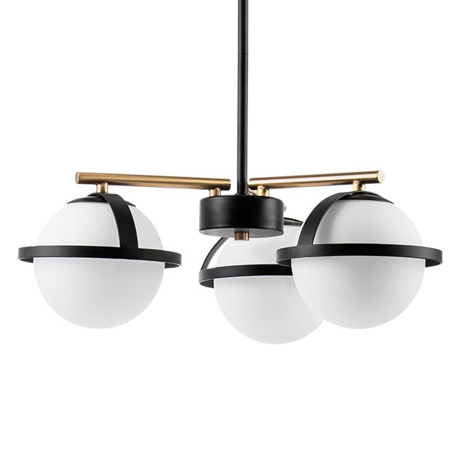 Люстра Balls in Cap Chandelier 3 Черный Белый Латунь Люстра Balls in Cap Chandelier 3 Черный Белый Латунь в Орле | Loft Concept