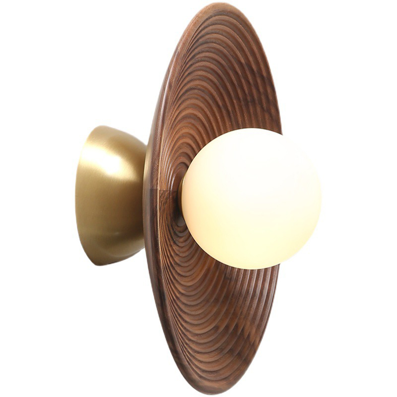 Бра Noya Wooden Wall Lamp Белый Коричневый Латунь сатинированная Бра Noya Wooden Wall Lamp Белый Коричневый Латунь сатинированная в Орле | Loft Concept