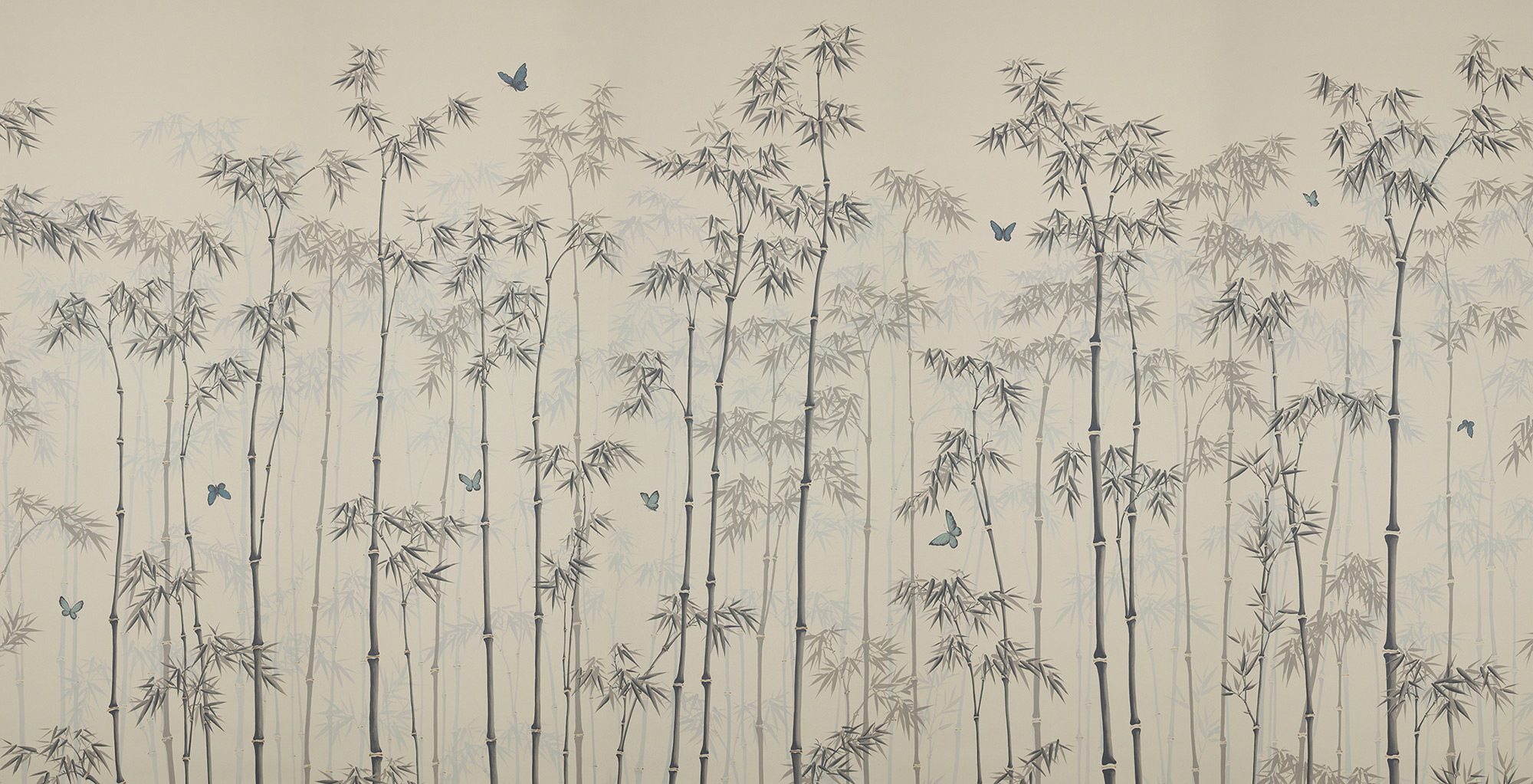 Обои ручная роспись Distant Bamboo Special Colourway on white dyed paper Обои ручная роспись Distant Bamboo Special Colourway on white dyed paper - постер Loft-Concept в Орле