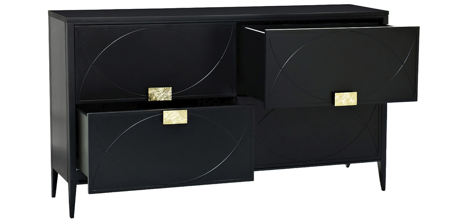 Комод с 4-мя ящиками Amelie Black Chest of Drawers Черный - фото