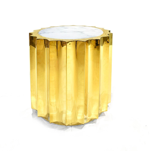 Приставной стол FORLÌ NATURAL MARBLE SIDE TABLE TG-01 Золотой Белый Приставной стол FORLÌ NATURAL MARBLE SIDE TABLE TG-01 Золотой Белый в Орле | Loft Concept