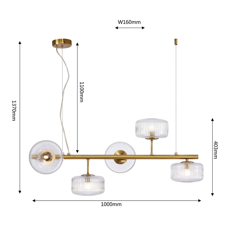 Люстра Blown Glass с прозрачными рельефными плафонами Люстра Blown Glass с прозрачными рельефными плафонами в Орле