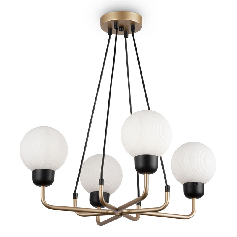 Люстра Andresa Chandelier 4 Balls Золотой Белое матовое стекло Люстра Andresa Chandelier 4 Balls Золотой Белое матовое стекло в Орле | Loft Concept