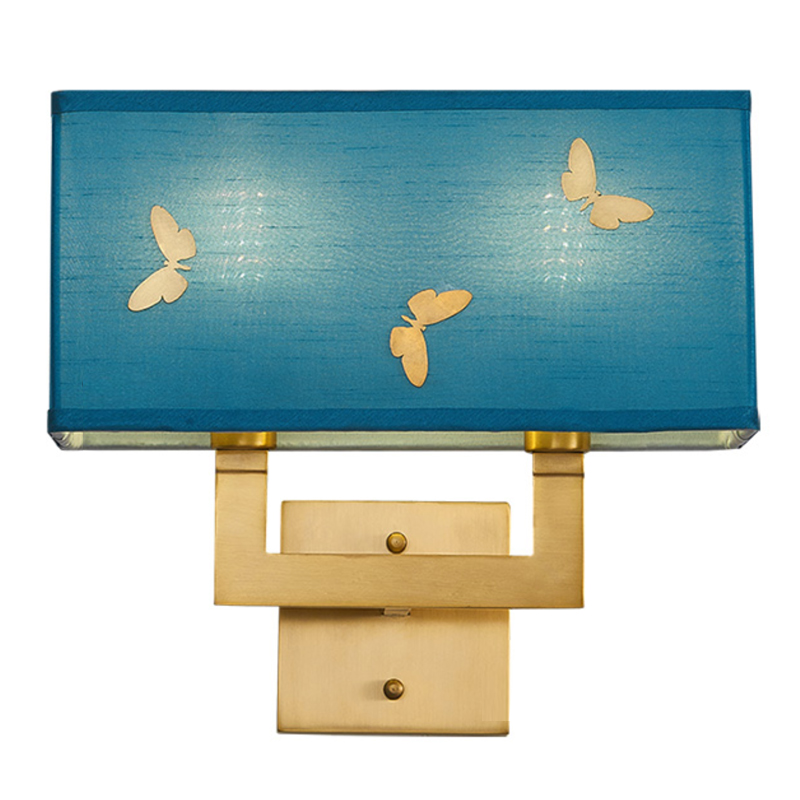 Бра с бабочками Butterflies Blue Background Wall Lamp 2 Латунь Бирюзовый Бра с бабочками Butterflies Blue Background Wall Lamp 2 Латунь Бирюзовый в Орле | Loft Concept