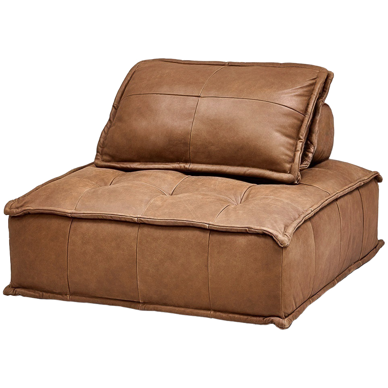 Модульное коричневое кожаное кресло Caron Leather Armchair Коричневый в Орле | Loft Concept 