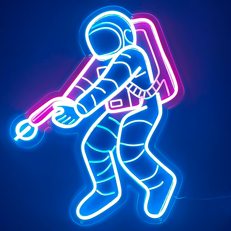 Неоновая настенная лампа Astronaut Neon Wall Lamp Синий Лиловый Неоновая настенная лампа Astronaut Neon Wall Lamp Синий Лиловый в Орле | Loft Concept