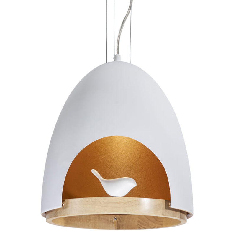 Люстра белого цвета с деревянным обручем PROVENCE BIRD Белый Золотой Бежевый в Орле | Loft Concept 