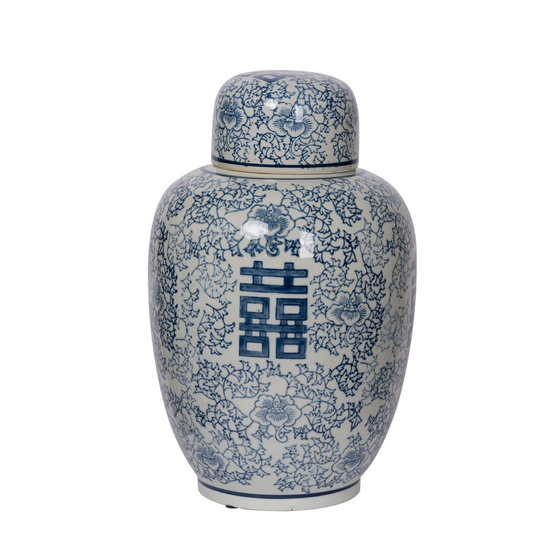 Китайская ваза c крышкой Blue & White Ornament Vase Белый Синий Китайская ваза c крышкой Blue & White Ornament Vase Белый Синий в Орле | Loft Concept