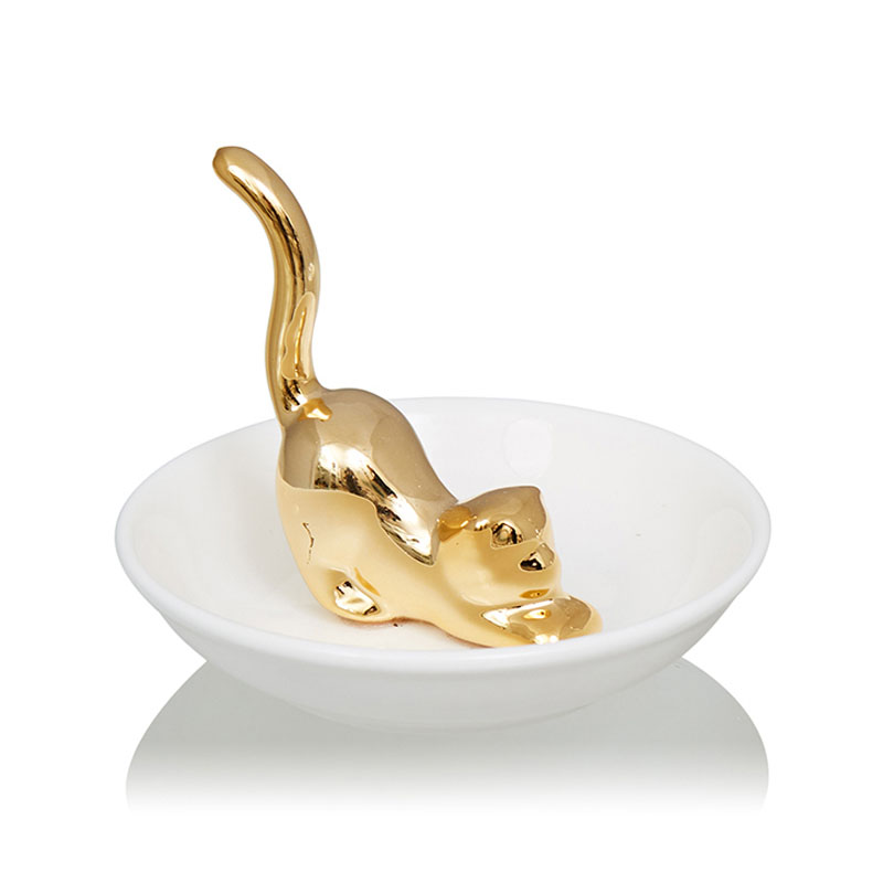 Блюдо Decorative Dish Cat Белый Глянцевое золото Блюдо Decorative Dish Cat Белый Глянцевое золото в Орле | Loft Concept