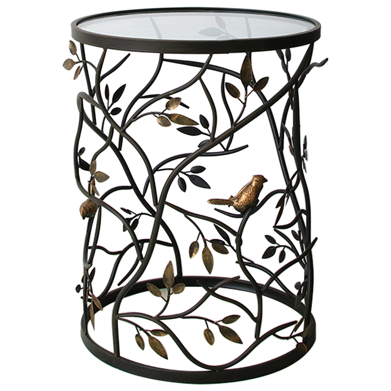 Приставной стол Ruairi Metal Leaves Side Table Черный Золотой Прозрачное Стекло Приставной стол Ruairi Metal Leaves Side Table Черный Золотой Прозрачное Стекло в Орле | Loft Concept