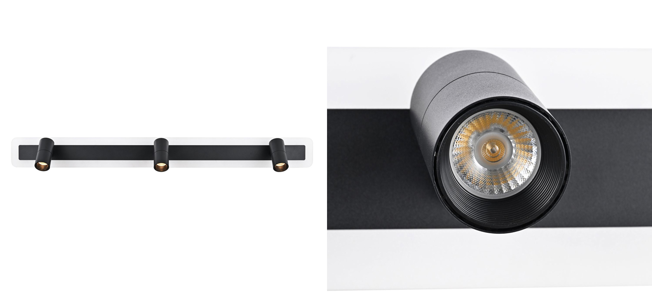 Черный потолочный светильник 3 спота с LED лентой Neoteric - фото